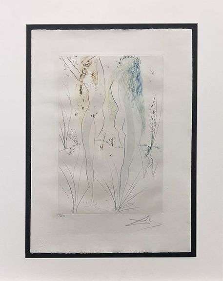 Rare Hand Signed Salvador Dali Etching with Gold Dust Cirac 1971