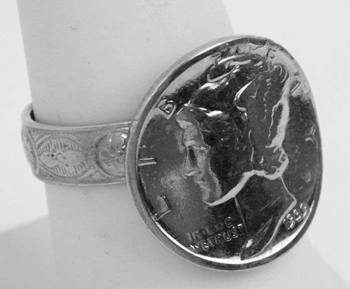 1939 U.S. Dime Coin Ring, Size 7