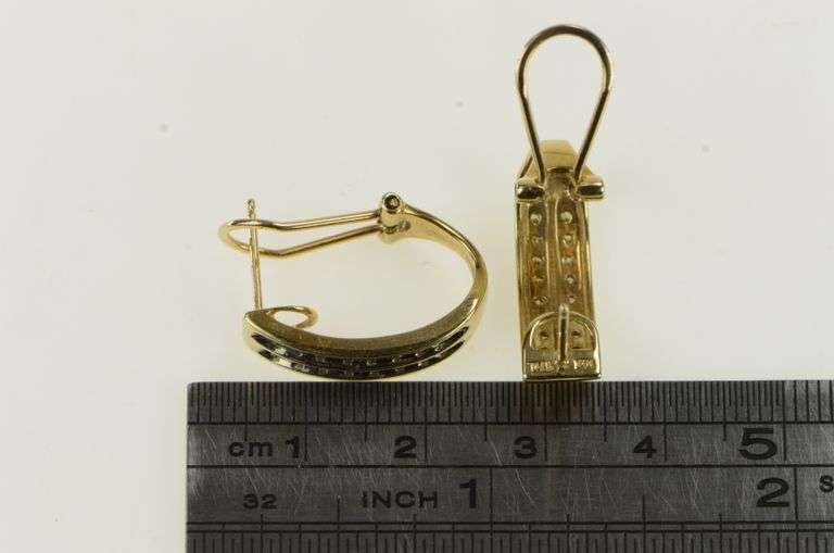 10K Yellow Gold 0.50 Ctw Diamond Squared Statement Hoop Earrings