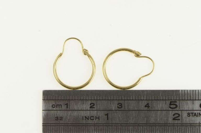 14K Yellow Gold 15.6mm Round Classic Simple Hoop Earrings