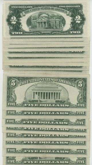 Nice Crisp lot of 11 Small Size $2 Red Seals. 5 1953 & 6 1963