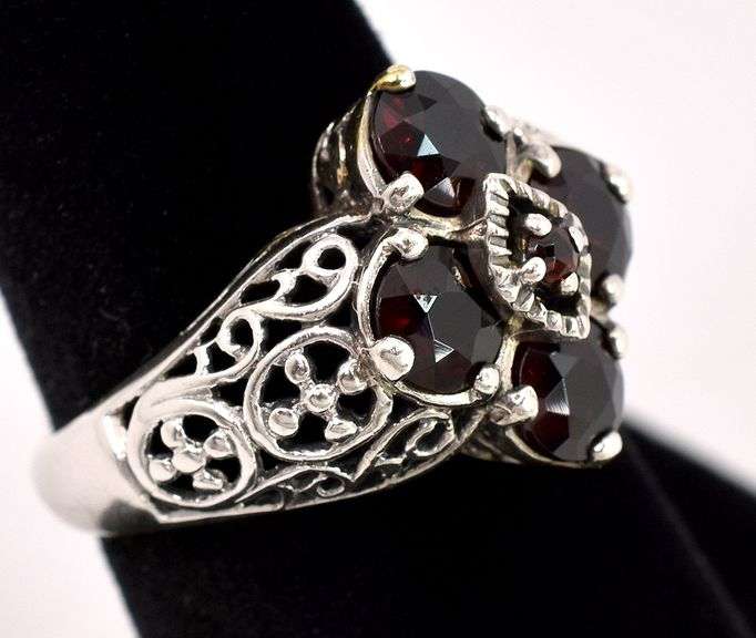 Sterling Silver Red Garnet Gemstone Ring