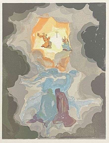 Very Collectible Salvador Dali Woodblock from The Divince Comedy Suite Circa 1964