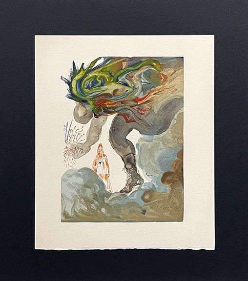 Very Collectible Salvador Dali Woodblock from The Divince Comedy Suite Circa 1964