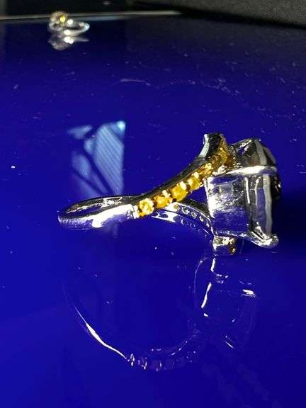 6.5 Ct Black Fire Moissanite Natural Yellow Diamond 2 Band Bridal Ring Set