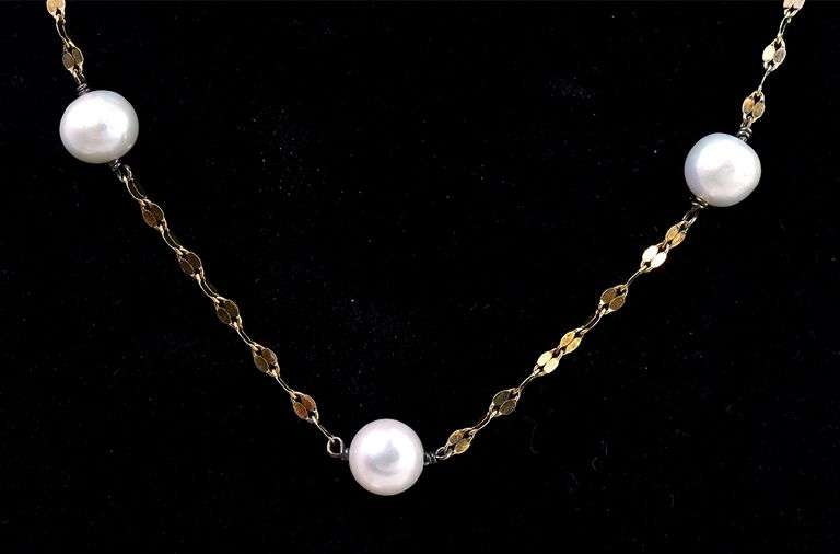 Vermeil Pearl Necklace In Sterling Silver