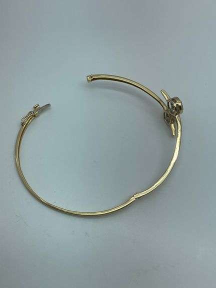 CERTIFIED 14K YELLOW GOLD AND DIAMOND BANGLE BRACELET