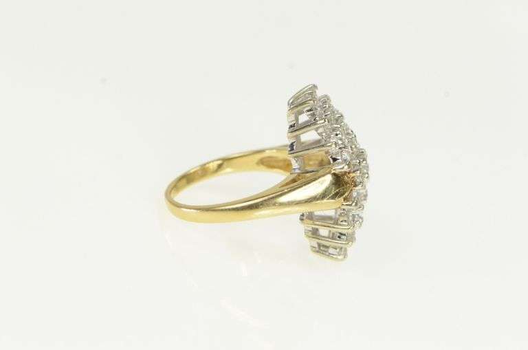 14K Yellow Gold 2.25 Ctw Diamond Fancy Cluster Statement Ring