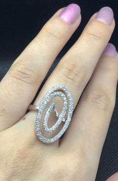STUNNING 14K WHITE GOLD FASHION DIAMOND LADIES RING