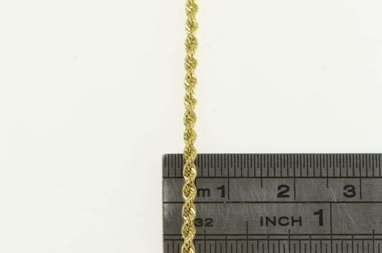 10K Yellow Gold 2.1mm Vintage Woven Rope Chain Link Necklace