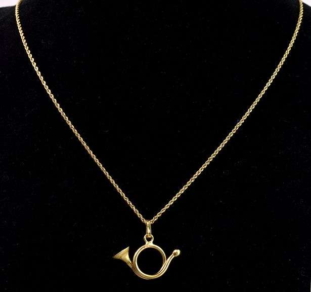 Glorious Trumpet Pendant Necklace In 14K Yellow Gold