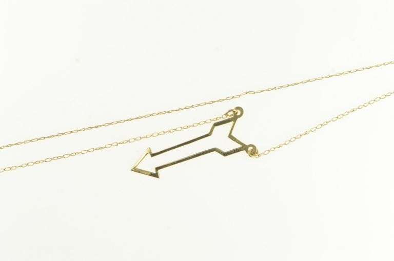 14K Yellow Gold Arrow Symbol Vintage Statement Chain Necklace