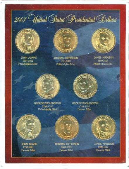 2007 US Presidential Golden Dollar Collection in Custom Display Box