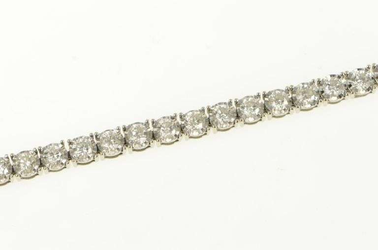14K White Gold 4.20 Ctw Round Brilliant Diamond Tennis Bracelet