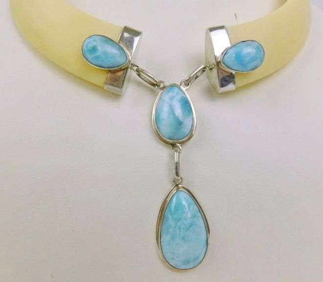 Sterling Silver Larimar Statement Necklace