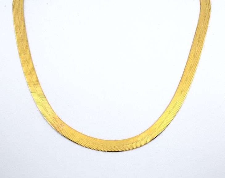 Smooth, Shiny 14k YG Herringbone Necklace
