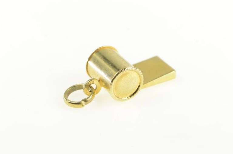 14K Yellow Gold Articulated Whistle Sports Coach Working Charm/Pendant