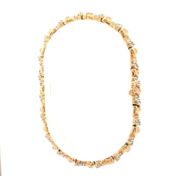 14K Yellow Gold Ctw Diamond Encrusted Vintage Twist Tennis Bracelet