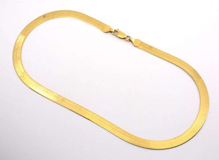 Smooth, Shiny 14k YG Herringbone Necklace