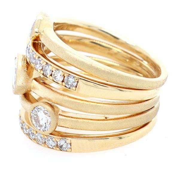 2.45ctw Marquise and Round Diamond Five Row Band Ring in 14K