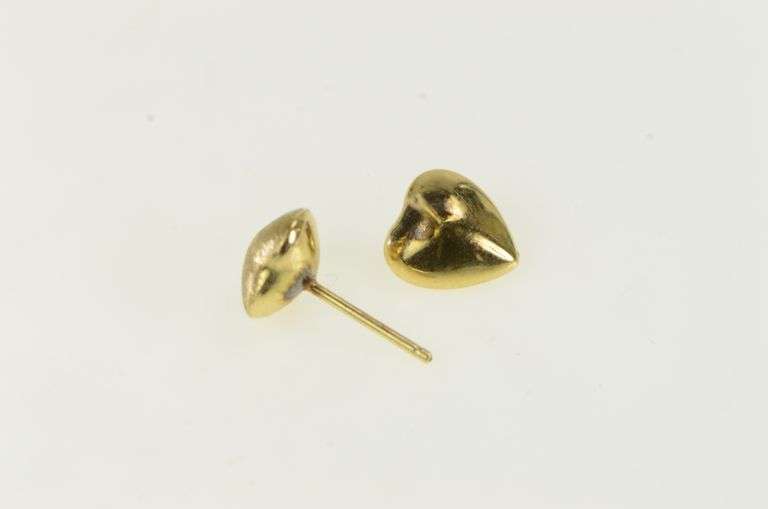10K Yellow Gold Puffy Satin Finish Brushed Textured Stud Earrings