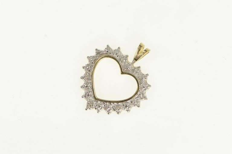10K Yellow Gold Diamond Heart Love Symbol Romantic Pendant