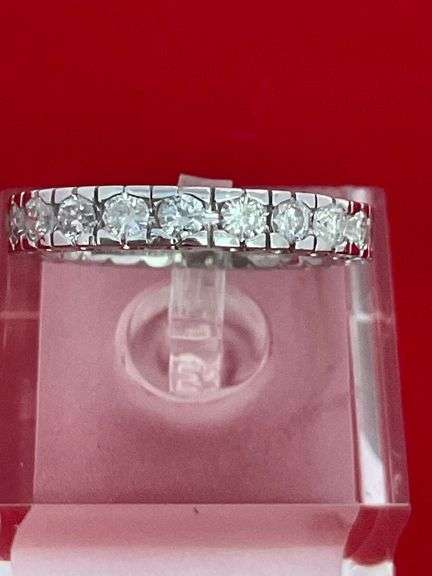 CERTIFIED 14K WHITE GOLD AND DIAMOND ETERNITY RING