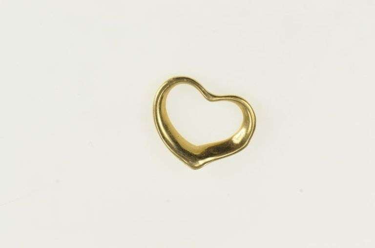 14K Yellow Gold Curvy Heart Love Symbol Vintage Slide Pendant