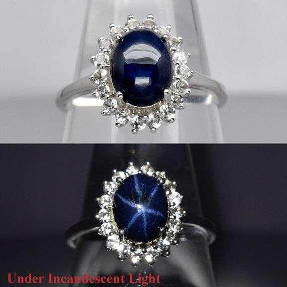Sunning 2.90ct Star Sapphire surrounded by Diamond white Topaz