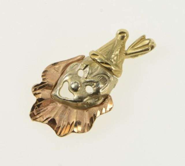 14K Yellow Gold Tri Tone Vintage Clown Circus Comedy Charm/Pendant