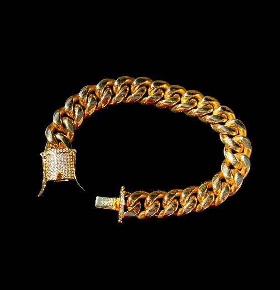 Huge Yellow Gold Plate Cuban Curb Link Bracelet