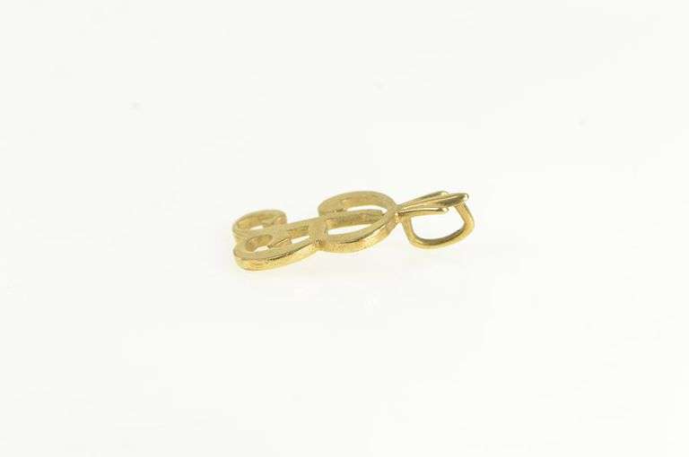 14K Yellow Gold B Cursive Initial Monogram Name Letter Charm/Pendant