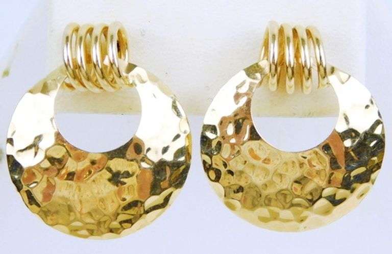 Vintage 14K Hammered Gold Earrings
