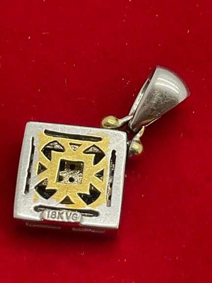 18K WHITE AND YELLOW GOLD SAPPHIRE AND DIAMOND PENDANT