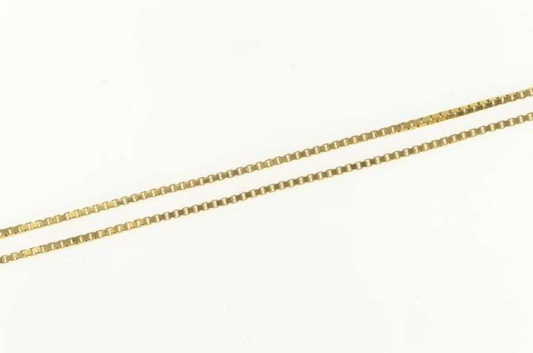 14K Yellow Gold 1.0mm Square Chain Classic Box Link Necklace