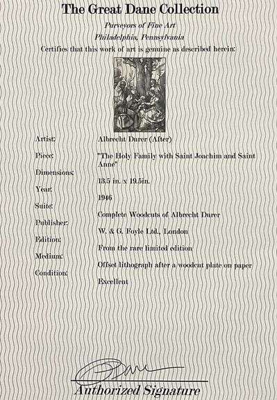 Extremely Rare Albrecht Durer Vintage Lithograph After a Woodcut Plate Circa 1946