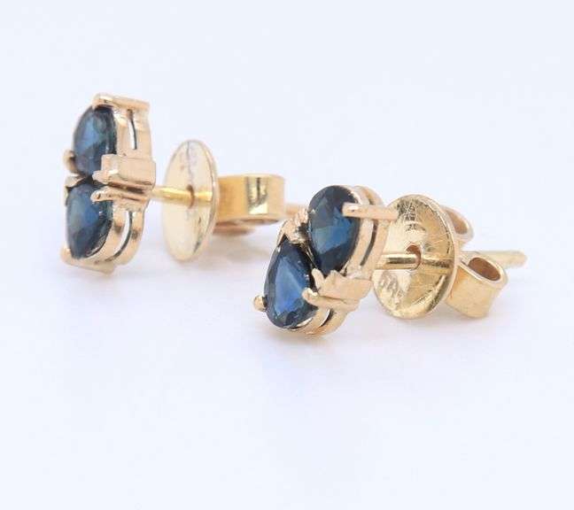 Gorgeous Yellow Gold Pear Sapphire Cluster Earrings