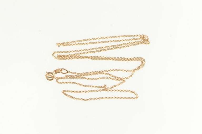 14K Rose Gold 1.0mm Cable Chain Simple Fancy Link Necklace
