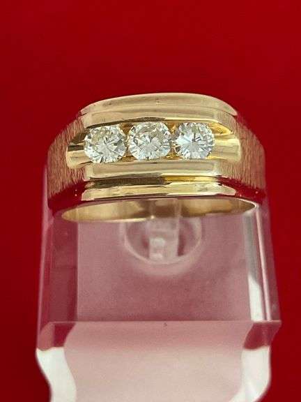 CERTIFIED MEN'S 14K GOLD AND DIAMOND RING