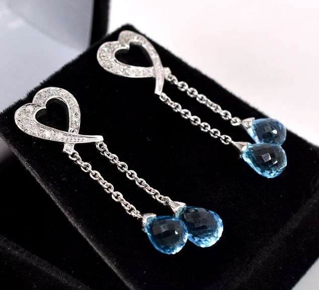 Angelic Heart Stud Earrings in White Gold