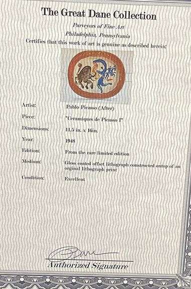 Very Rare Picasso Offset Lithograph in Gloss Coated from 1948