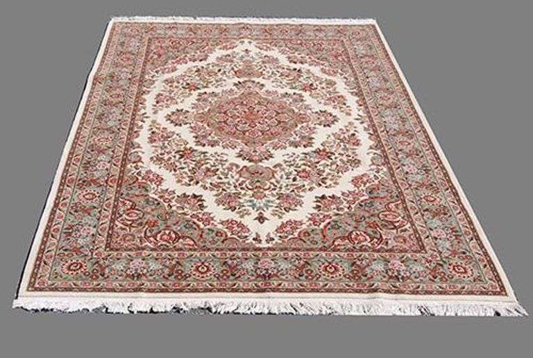 Floral Silk and Wool Tabriz Design 6x9
