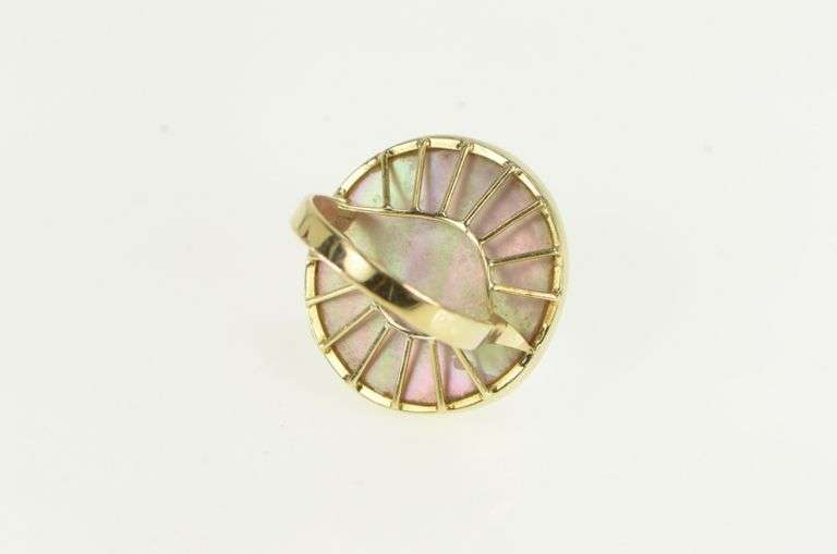 14K Yellow Gold Massive 26mm Mabe Pearl Statement Cocktail Ring