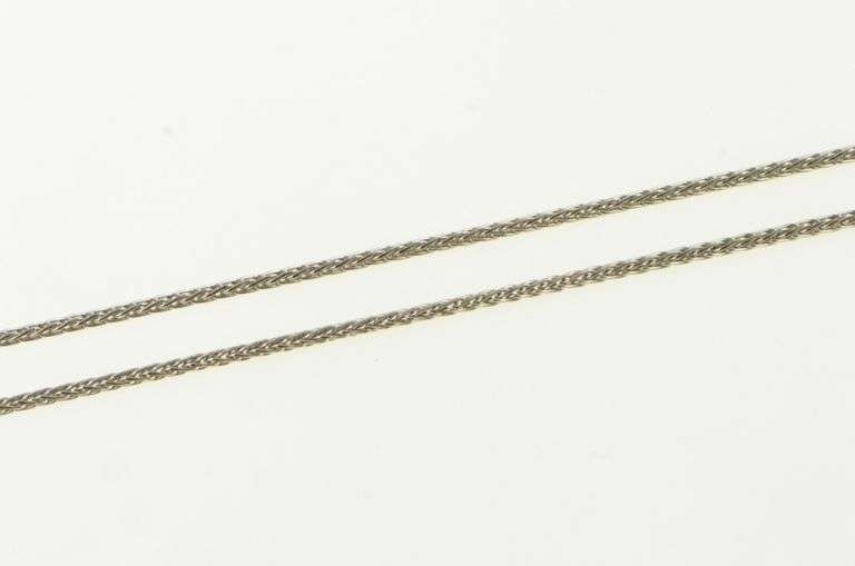10K White Gold 1.2mm Woven Palma Link Wheat Chain Necklace
