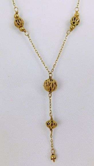 Beautiful 14K Filigree Bead Y Necklace