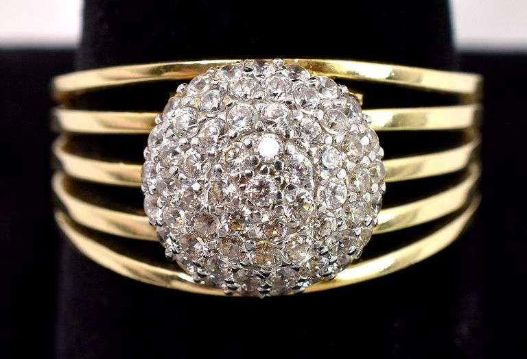 Gorgeous CZ Cluster Ring In 14K Yellow Gold