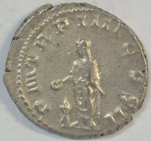MINT STATE ROMAN SILVER PIECE OF EMPEROR VOLUSIAN, 251-253 AD