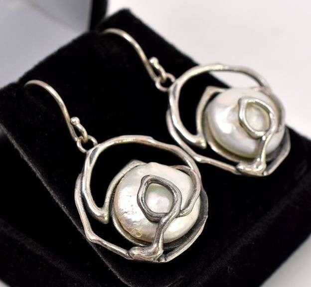 Mother of Pearl Dangle Earrings in Sterling Silver