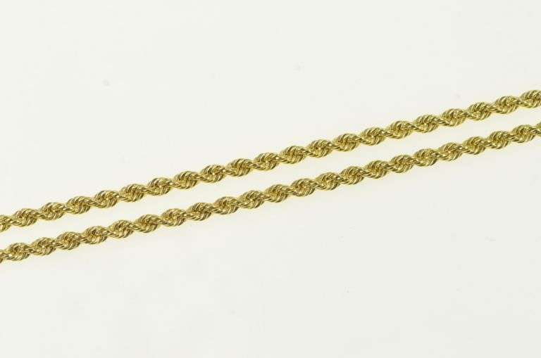 10K Yellow Gold 2.1mm Vintage Woven Rope Chain Link Necklace