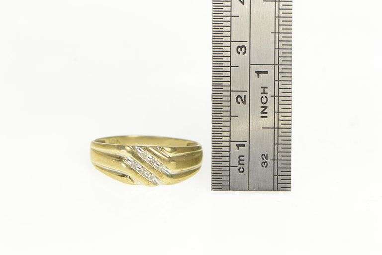 10K Yellow Gold Vintage Diamond Bypass Set Band Ring